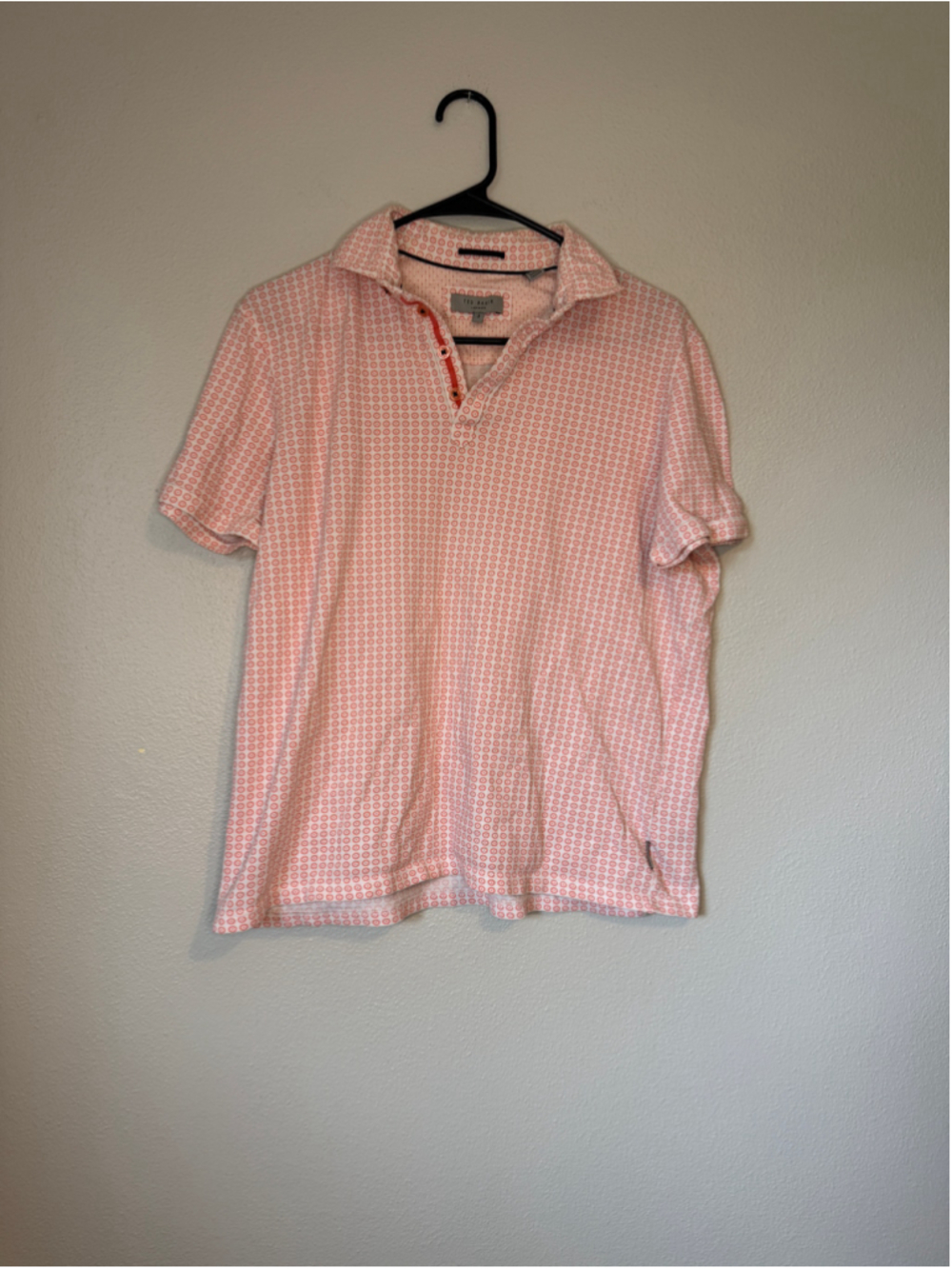 Ted Baker London Orange Geometric Print Cotton Polo Shirt Size 3
